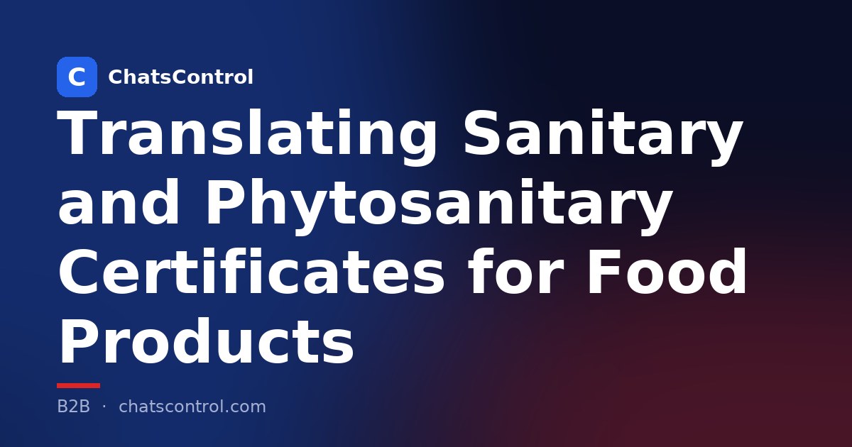Translating Sanitary and Phytosanitary Certificates for Food Products