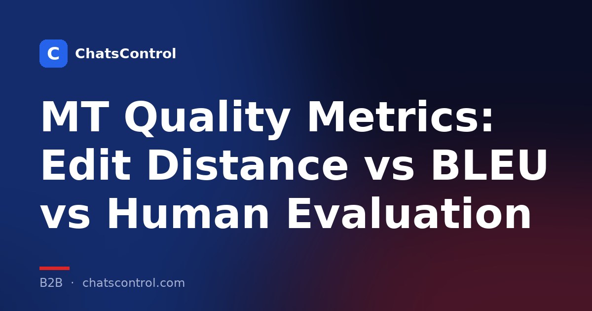 MT Quality Metrics: Edit Distance vs BLEU vs Human Evaluation